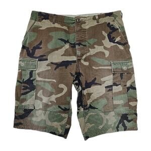 US Military Mens Woodland Camo Cargo Shorts Sz Large Outdoor Utility